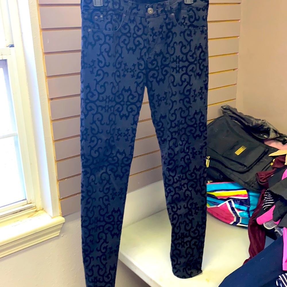 Velvet pattern skinny pants